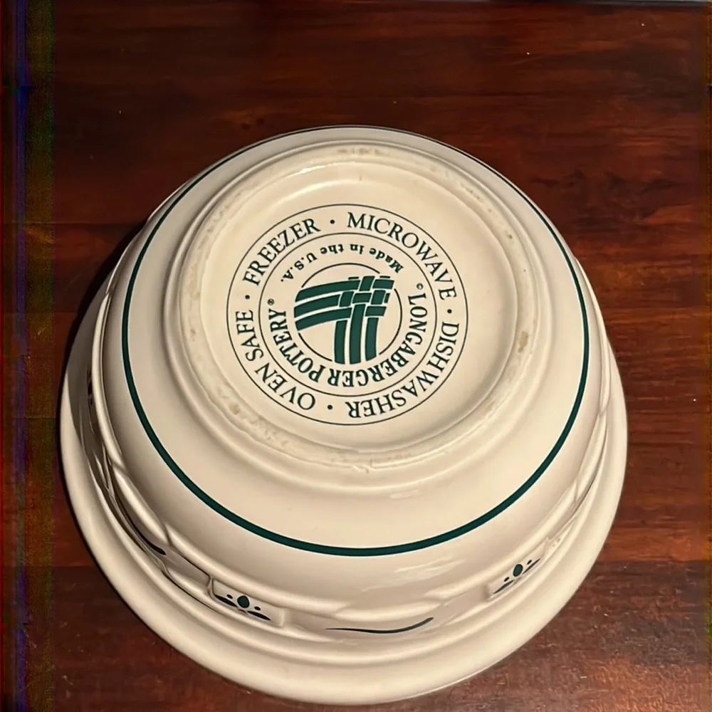 Longaberger Mixing Bowl 6.5" Woven Traditions Basketweave Green Decoration - Picture 11 of 13